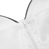 Women's Summer Sexy Camisole Irregular Crop Slim Low Back Herringbone Top