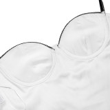 Women's Summer Sexy Camisole Irregular Crop Slim Low Back Herringbone Top