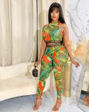 Women's Clothing Summer Fashion Print Sports Vest Pants Ladies two piece set