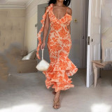 Summer Summer Elegant Sleeveless V Neck Long Dress Slim Dress