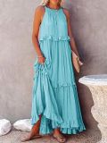 Summer Holidays Ruffle Long Dress Swing Elegant Beach Dress Women