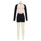 Women's Sexy Plain Long Sleeve Low Back Jumpsuit