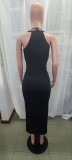 Fashion Halter Neck Beaded Chic Sleeveless Slit Sexy Party Dress