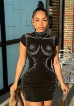 Women Summer Beaded Slim Fit Round Neck Short Sleeve Bodycon Dress Women Summer Beaded Slim Fit Round Neck Short Sleeve Bodycon Dress