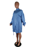 Women Stand Collar Shirt Dress