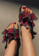 Women bowknot embroidered flip flops and flat shoes