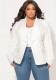 Women Solid Turndown Collar Long Sleeve Blazer