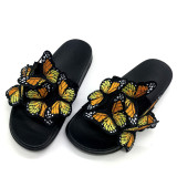 Women bowknot embroidered flip flops and flat shoes