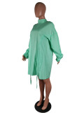 Women Stand Collar Shirt Dress