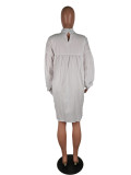 Women Stand Collar Shirt Dress