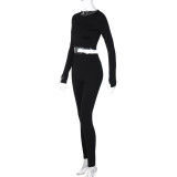 Women Summer Stretch Sport Long Sleeve Top and Yoga Pants Two-Piece Set