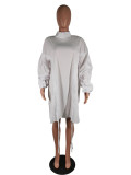 Women Stand Collar Shirt Dress