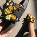 Women bowknot embroidered flip flops and flat shoes