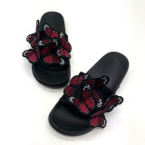 Women bowknot embroidered flip flops and flat shoes