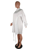 Women Stand Collar Shirt Dress