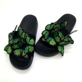 Women bowknot embroidered flip flops and flat shoes