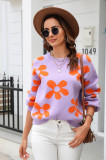 Autumn and winter women's printed sweater pullover flower plus size sweater
