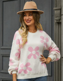Autumn and winter women's printed sweater pullover flower plus size sweater