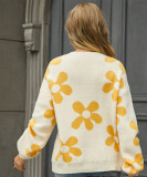 Autumn and winter women's printed sweater pullover flower plus size sweater
