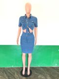 Sexy Fit Denim Dress Bodycon Club Dress Set