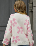 Autumn and winter women's printed sweater pullover flower plus size sweater