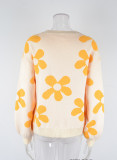 Autumn and winter women's printed sweater pullover flower plus size sweater