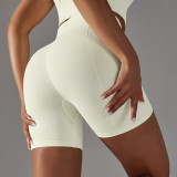 Seamless Solid Color Jacquard High Waist Tummy Control Butt Lift Yoga Shorts Sports Running Fitness Pants Women