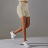 Seamless Solid Color Jacquard High Waist Tummy Control Butt Lift Yoga Shorts Sports Running Fitness Pants Women