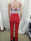 Women Spring Summer Fashion Print Top and Pant Two-Piece Set
