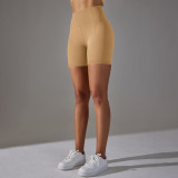 Seamless Solid Color Jacquard High Waist Tummy Control Butt Lift Yoga Shorts Sports Running Fitness Pants Women