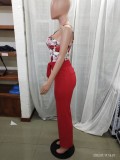 Women Spring Summer Fashion Print Top and Pant Two-Piece Set