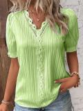 Summer Holidays Fashion Cutout Short Sleeve Blouse For Women