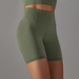 Seamless Solid Color Jacquard High Waist Tummy Control Butt Lift Yoga Shorts Sports Running Fitness Pants Women