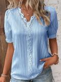 Summer Holidays Fashion Cutout Short Sleeve Blouse For Women