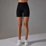 Seamless Solid Color Jacquard High Waist Tummy Control Butt Lift Yoga Shorts Sports Running Fitness Pants Women