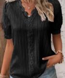 Summer Holidays Fashion Cutout Short Sleeve Blouse For Women