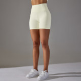 Seamless Solid Color Jacquard High Waist Tummy Control Butt Lift Yoga Shorts Sports Running Fitness Pants Women