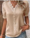 Summer Holidays Fashion Cutout Short Sleeve Blouse For Women