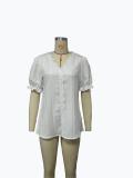 Summer Holidays Fashion Cutout Short Sleeve Blouse For Women