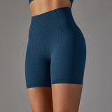 Seamless Solid Color Jacquard High Waist Tummy Control Butt Lift Yoga Shorts Sports Running Fitness Pants Women