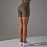 Seamless Solid Color Jacquard High Waist Tummy Control Butt Lift Yoga Shorts Sports Running Fitness Pants Women