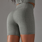 Seamless Solid Color Jacquard High Waist Tummy Control Butt Lift Yoga Shorts Sports Running Fitness Pants Women