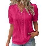 Summer Holidays Fashion Cutout Short Sleeve Blouse For Women