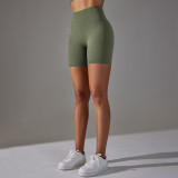 Seamless Solid Color Jacquard High Waist Tummy Control Butt Lift Yoga Shorts Sports Running Fitness Pants Women