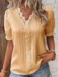 Summer Holidays Fashion Cutout Short Sleeve Blouse For Women