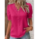 Summer Holidays Fashion Cutout Short Sleeve Blouse For Women