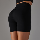 Seamless Solid Color Jacquard High Waist Tummy Control Butt Lift Yoga Shorts Sports Running Fitness Pants Women
