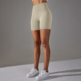 Seamless Solid Color Jacquard High Waist Tummy Control Butt Lift Yoga Shorts Sports Running Fitness Pants Women