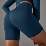 Seamless Solid Color Jacquard High Waist Tummy Control Butt Lift Yoga Shorts Sports Running Fitness Pants Women