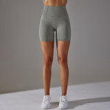 Seamless Solid Color Jacquard High Waist Tummy Control Butt Lift Yoga Shorts Sports Running Fitness Pants Women